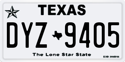 TX license plate DYZ9405