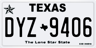 TX license plate DYZ9406