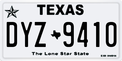 TX license plate DYZ9410