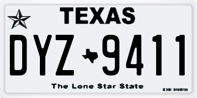 TX license plate DYZ9411