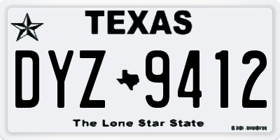 TX license plate DYZ9412
