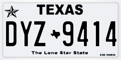 TX license plate DYZ9414