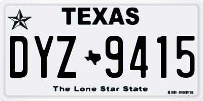 TX license plate DYZ9415