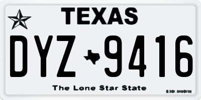 TX license plate DYZ9416
