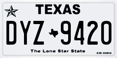 TX license plate DYZ9420