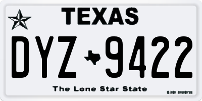 TX license plate DYZ9422
