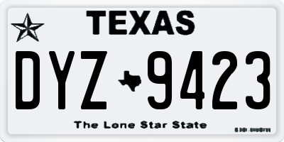 TX license plate DYZ9423