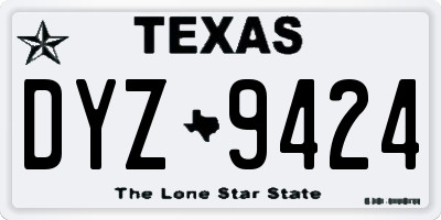 TX license plate DYZ9424