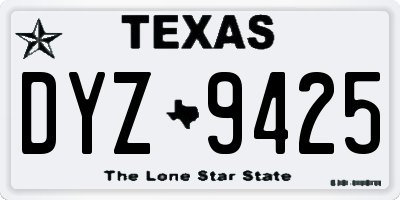 TX license plate DYZ9425