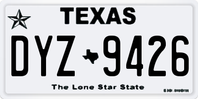 TX license plate DYZ9426