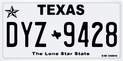 TX license plate DYZ9428