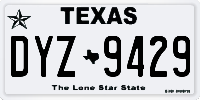 TX license plate DYZ9429