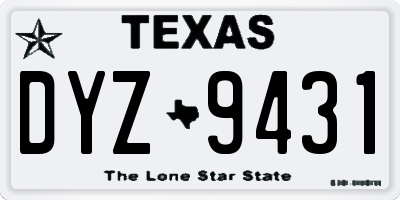 TX license plate DYZ9431