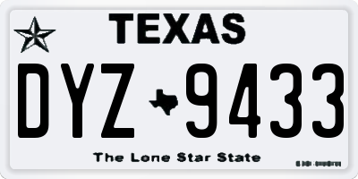 TX license plate DYZ9433