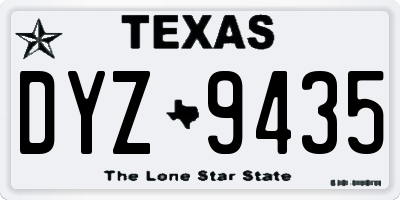 TX license plate DYZ9435
