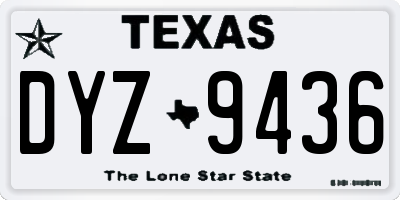 TX license plate DYZ9436