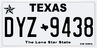 TX license plate DYZ9438