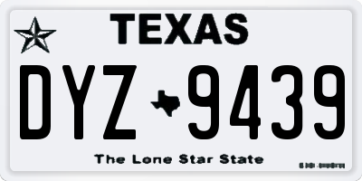 TX license plate DYZ9439