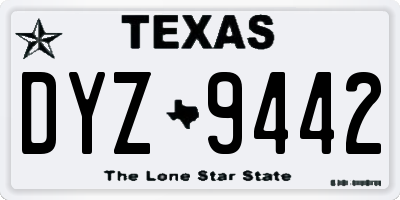 TX license plate DYZ9442