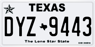 TX license plate DYZ9443