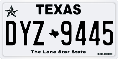 TX license plate DYZ9445