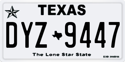 TX license plate DYZ9447