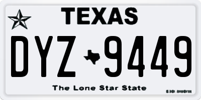TX license plate DYZ9449