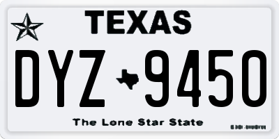 TX license plate DYZ9450