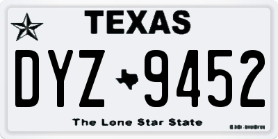 TX license plate DYZ9452
