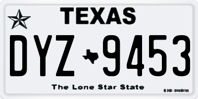 TX license plate DYZ9453