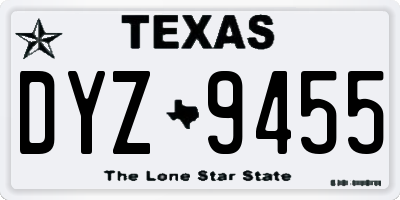 TX license plate DYZ9455