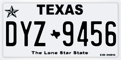 TX license plate DYZ9456