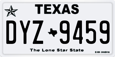 TX license plate DYZ9459