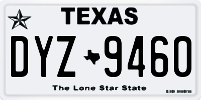 TX license plate DYZ9460