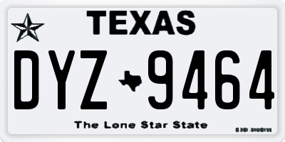 TX license plate DYZ9464