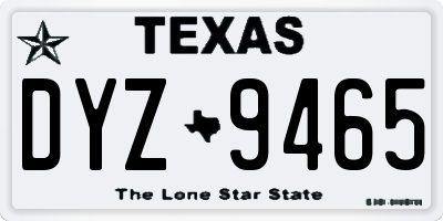 TX license plate DYZ9465
