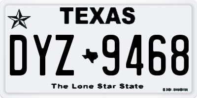 TX license plate DYZ9468