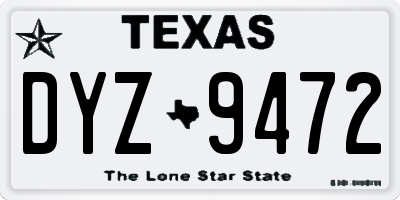 TX license plate DYZ9472