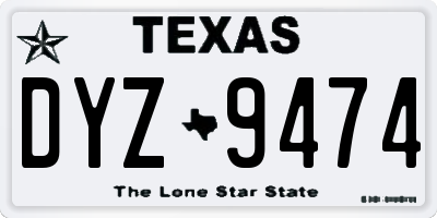 TX license plate DYZ9474