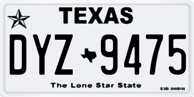 TX license plate DYZ9475