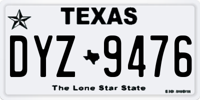 TX license plate DYZ9476