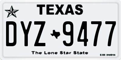 TX license plate DYZ9477