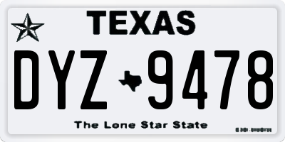 TX license plate DYZ9478