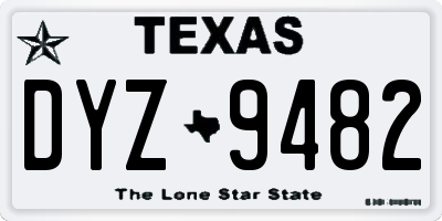 TX license plate DYZ9482