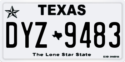 TX license plate DYZ9483