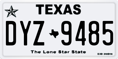 TX license plate DYZ9485