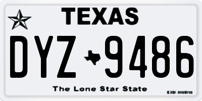 TX license plate DYZ9486