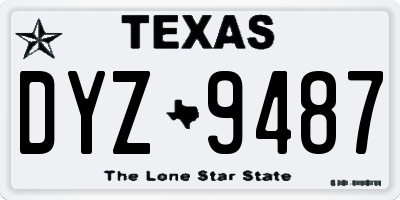 TX license plate DYZ9487