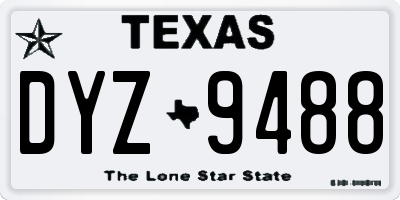 TX license plate DYZ9488