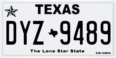TX license plate DYZ9489